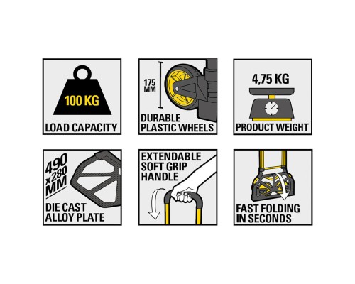 Візок вантажний Stanley до 100кг, розмір платформи 49х28см, вага 4,75кг (SXWT-FT582)