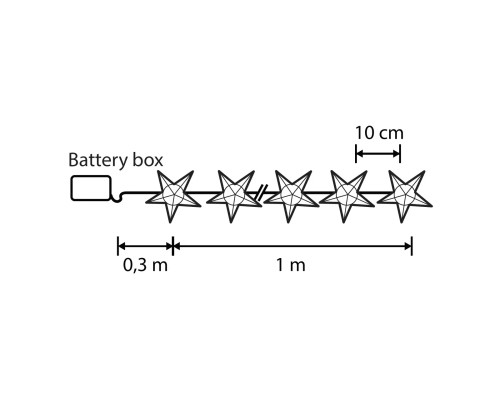 Гірлянда Luca Lighting Зірки, струна, 1,3 м, класична біла, 10 LED 2AA, таймер (8720967822904)