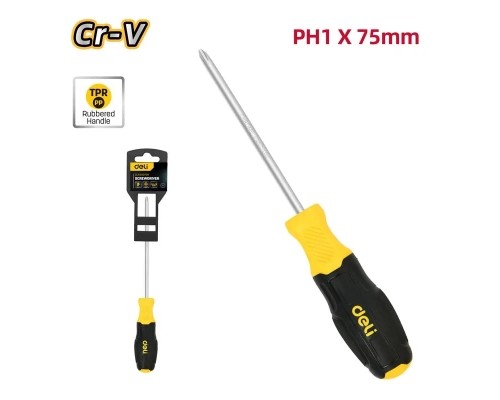 Викрутка Deli PH1 x 75 мм (EDL635075N)