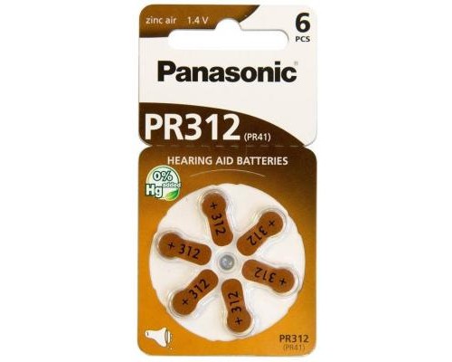 Батарейка Panasonic PR41 / PR312 (1.4V) * 6 (PR-312/6LB) 
