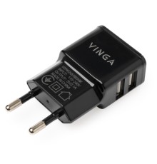 Зарядний пристрій Vinga 2 Port USB Wall Charger 2.1A (VCPWCH2USB2ABK)