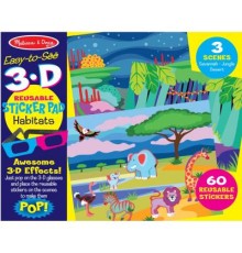 Набір для творчості Melissa&Doug Багаторазові 3D наліпки з окулярами Місця існування тварин (MD9376)
