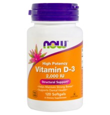 Вітамін Now Foods Вітамін D-3 2000IU, 120 желатинових капсул (NOW-00367)