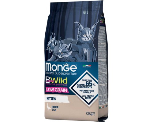 Сухий корм для кішок Monge Cat Bwild Low Grain kitten з м'ясом гуски 1.5 кг (8009470012041)