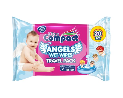 Дитячі вологі серветки Ultra Compact Angels Baby 20 шт (8697420533328)
