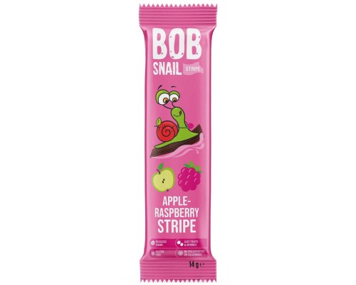 Цукерка Bob Snail Равлик Боб Яблуко Малина, страйп, 14 г (4820206080738)