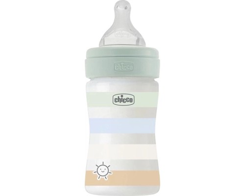Пляшечка для годування Chicco Well-Being Colors з силіконовою соскою 0м+ 150 мл М'ятна (28611.21)