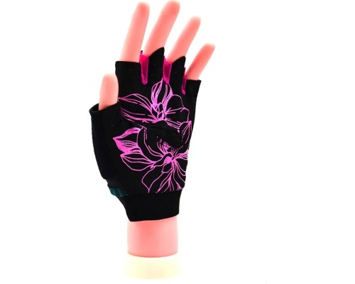 Рукавички для фітнесу MadMax MFG-770 Flower Power Gloves Black/Pink XS (MFG-770_XS)
