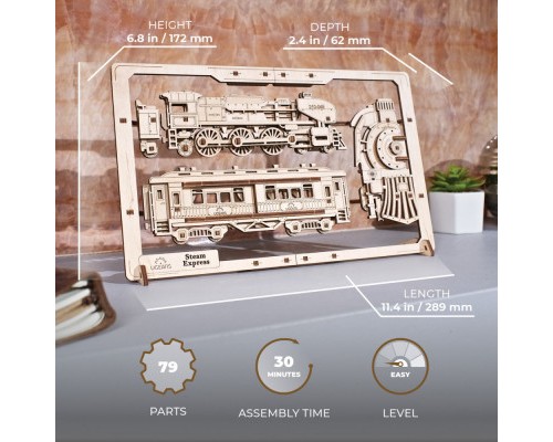 Конструктор Ugears Паротяг 2.5D (6337513)