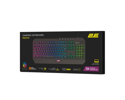 Клавіатура 2E Gaming KG315 RGB USB UA Black (2E-KG315UBK)