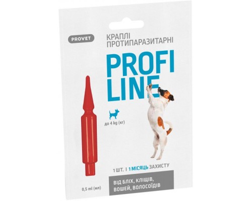Краплі для тварин ProVET Profiline інсектоакарицид для собак до 4 кг 1/0.5 мл (4823082431090)