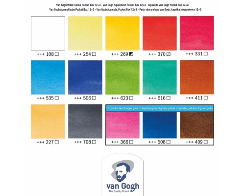 Акварельні фарби Royal Talens Van Gogh 12 + 3 кольори в кюветах + пензлик, пластик (8712079344955) Акварельні фарби Royal Talens Van Gogh 12 + 3 кольори в кюветах + пензлик, пластик (8712079344955)