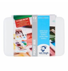 Акварельні фарби Royal Talens Van Gogh 12 + 3 кольори в кюветах + пензлик, пластик (8712079344955)