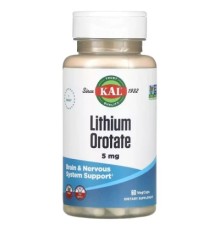 Мінерали KAL Літій оротат, 5 мг, Lithium Orotate, 60 вегетаріанських капсул (CAL-38038)
