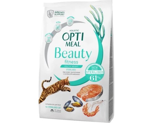 Сухий корм для кішок Optimeal Beauty Fitness для стерилізованих/кастрованих з морепродуктами 1.5 кг (4820215369848)