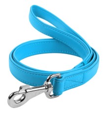 Повідок для собак WAUDOG Glamour шкіряний M-XXL блакитний (33762)