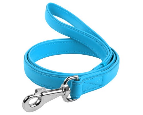 Повідок для собак WAUDOG Glamour шкіряний M-XXL блакитний (33762)