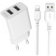 Зарядний пристрій XO L109 12W (2USB/2.4A) + USB - Lightning White (XO-L109-L)