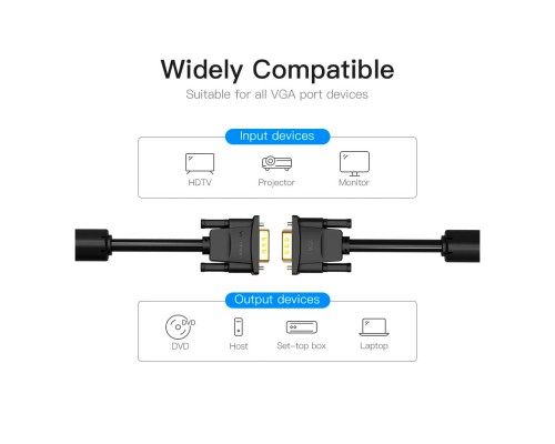Кабель мультимедійний VGA 8.0m ferrite Vention (DADBK)