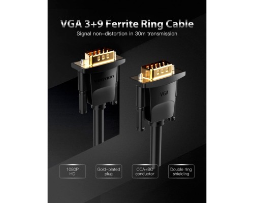 Кабель мультимедійний VGA 8.0m ferrite Vention (DADBK)