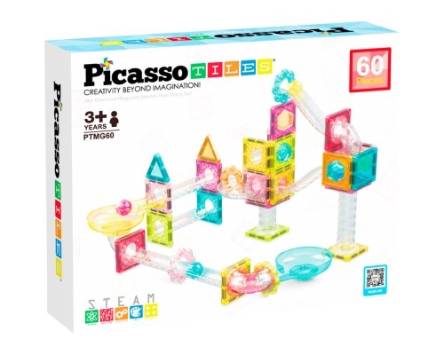 Конструктор Picasso магнітний Tiles Mini Diamond Marble Run Track Set 60 деталей (817338028299)