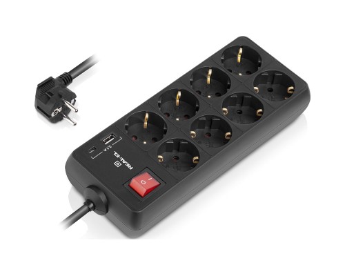 Мережевий фільтр живлення REAL-EL RS-PROTECT 805 3m, black (EL122300043)