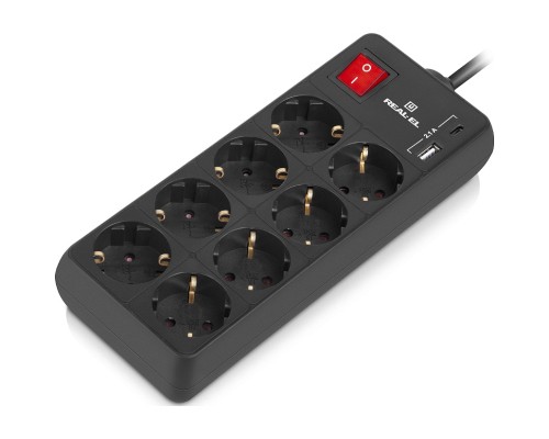 Мережевий фільтр живлення REAL-EL RS-PROTECT 805 3m, black (EL122300043)