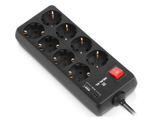 Мережевий фільтр живлення REAL-EL RS-PROTECT 805 3m, black (EL122300043)
