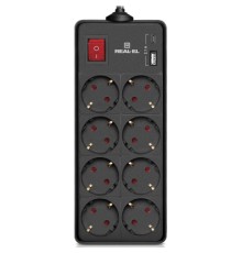 Мережевий фільтр живлення REAL-EL RS-PROTECT 805 3m, black (EL122300043)