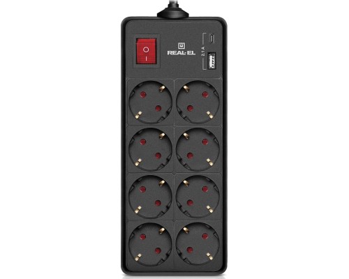 Мережевий фільтр живлення REAL-EL RS-PROTECT 805 3m, black (EL122300043)