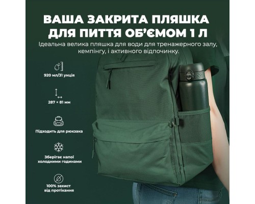Пляшка для води ION8 OneTouch Vacuum Insulated 920 мл Dark Green (I8TS1000DGRE)