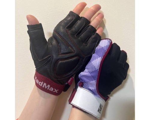 Рукавички для фітнесу MadMax MFG-911 Nine-eleven Black/perpito L (MFG-911-PEP_L)