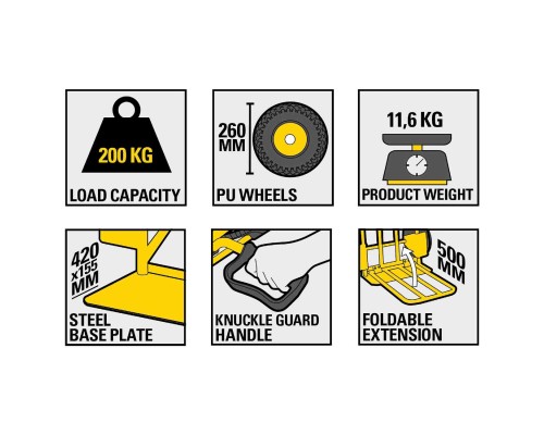 Візок вантажний Stanley до 200 кг, розмір платформи 42х15,5 см, вага 11,6 (SXWT-HT535)