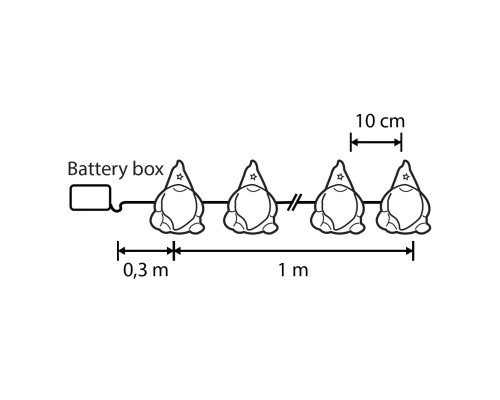 Гірлянда Luca Lighting Санта, струна, 1,3 м, класична біла, 10 LED 2AA, таймер (8720967822850)
