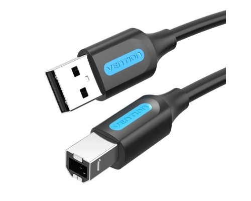 Дата кабель USB 2.0 A Male to B Male Cable with Ferrite Cores 10M Black PVC Type VENTION (COQBL)