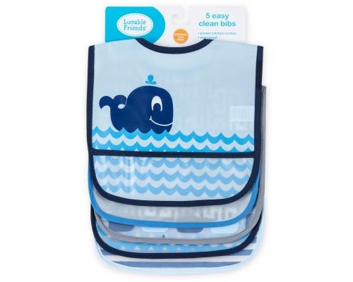 Слинявчик Luvable Friends 5 шт з візерунками, блакитний (2208 M) Слинявчик Luvable Friends 5 шт з візерунками, блакитний (2208 M)
