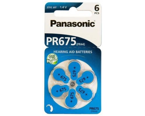Батарейка Panasonic PR44 / PR675 (1.4V) * 6 (PR-675H/6LB) 
