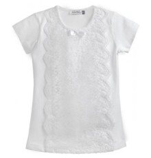 Кофта дитяча Matilda з мереживом з коротким рукавом (10497-152G-white)