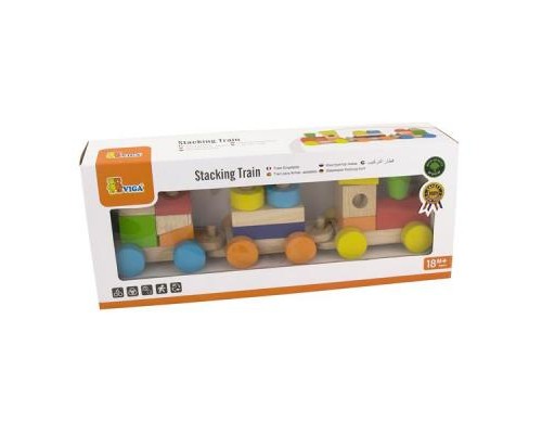 Розвиваюча іграшка Viga Toys Поїзд кольоровий із кубиків (51610)