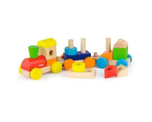 Розвиваюча іграшка Viga Toys Поїзд кольоровий із кубиків (51610)