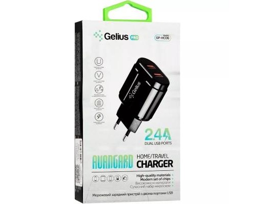 Зарядний пристрій Gelius Pro Avangard GP-HC06 2USB 2.4A + Cable iPhone X Black (00000075587)