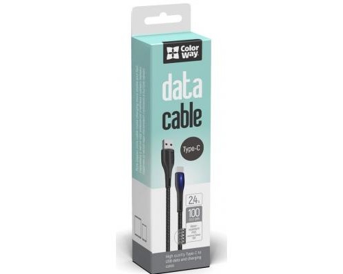 Дата кабель USB 2.0 AM to Type-C 1.0m led black ColorWay (CW-CBUC034-BK)