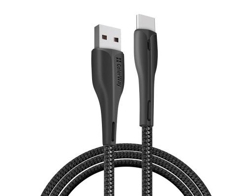 Дата кабель USB 2.0 AM to Type-C 1.0m led black ColorWay (CW-CBUC034-BK)