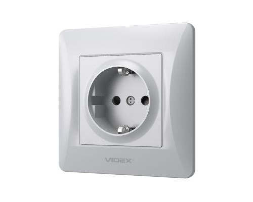 Розетка Videx BINERA 2ая із заземленням кремова (VF-BNSK1G-SS)