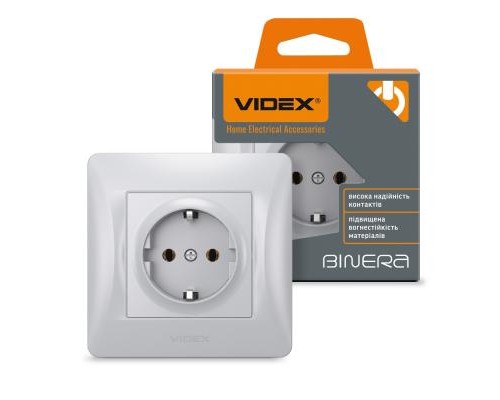 Розетка Videx BINERA 2ая із заземленням кремова (VF-BNSK1G-SS)