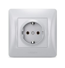 Розетка Videx BINERA 2ая із заземленням кремова (VF-BNSK1G-SS)