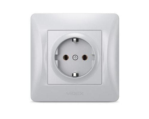 Розетка Videx BINERA 2ая із заземленням кремова (VF-BNSK1G-SS)