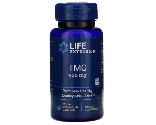 Вітамін Life Extension Триметилгліцин, ТМГ, TMG, 500 мг, 60 вегетаріанських капсул (LEX-18596)