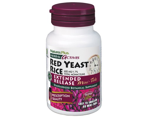 Трави Natures Plus Червоний дріжджовий Рис 600мг, Herbal Actives, 60 міні табле (NAP-07362)