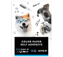 Кольоровий папір Kite А5 самоклейкий Dogs 10 аркушів/10 кольорів (K22-294)